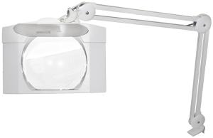 Maul MAULvitrum, LED-Lupenleuchte 19x15cm, weiß, 6.500K, 1,75x (Maul, 8265002) LED-Lupenleuchte mit 1,75-facher Vergrößerung
<ul>
<li>Große Linse (19,5 x 15,75 cm)</li>
<li>stabiler Metallarm, variable Einstellung</li>
<li>Farbtemperatur 6.500 K (tageslichtweiß)</li>
<li>festeingebaute LED-Lampen</li>
<li>Lebensdauer der LEDs: ca. 20.000 h</li>
<li>Energieeffizienzklasse 'E' (Spektrum A bis G)</li>
<li>Gewichteter Energieverbrauch: 7kWh/1000h</li>
<li>Beleuchtungsstärke: 1.830 Lux bei 35 cm Abstand</li>
<li>Lichtstrom: 949 Lumen</li>
<li>Armlänge: unten 41 cm, oben 41 cm, Höhe in normaler Arbeitsstellung: 38 cm</li>
<li>Klemmweite der Tischklemme bis 6,3 cm</li>
</ul>
